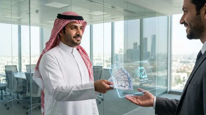 تسليم راتب رقمي داخل مكتب أعمال